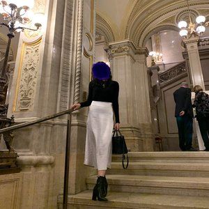 Zara Satin Midi Silver Skirt, size XS